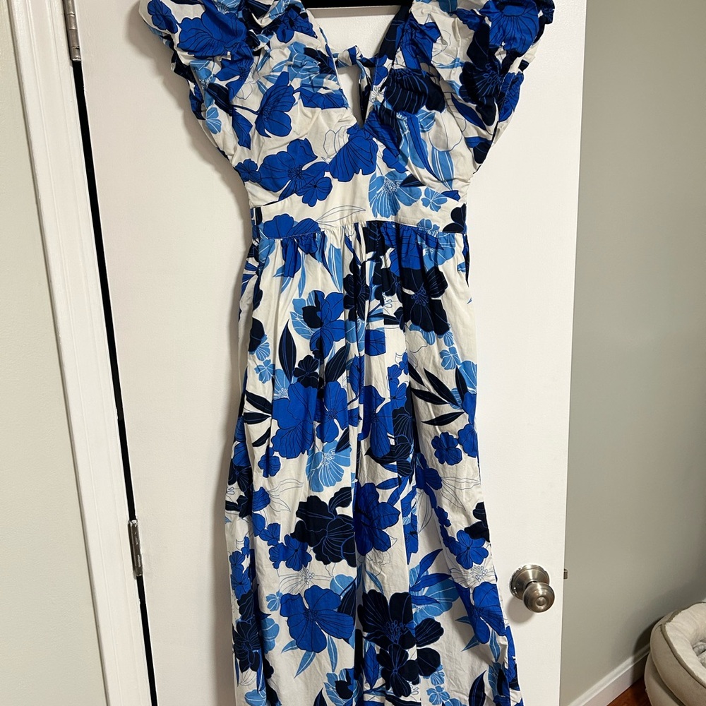 J. Crew Blue and White Floral Maxi Dress